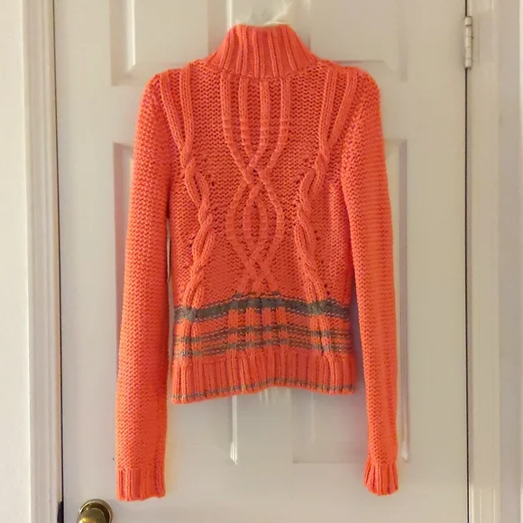 NWT. Free People Multi color/knitted pattern cardigan sweater with faux fur trim - Picture 2 of 8